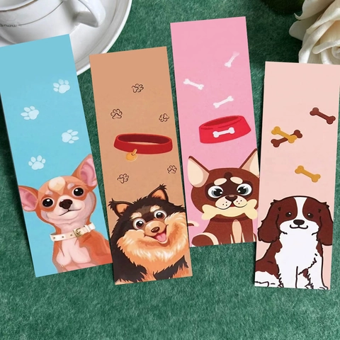 Cartoon Dog Bookmarks Colorful Animal Illustration White Cardboard Page Markers For Reading DIY Hand Account Students Gift