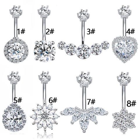 Bauchnabelpiercing 316L Edelstahl Zirkonia Bauchnabel Piercing Schmuck Herz Wassertropfen Blumen Stile