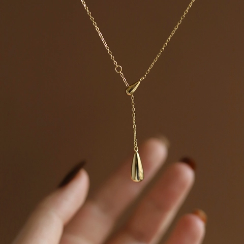 Collana A Y Minimalista Pendenti Goccia D'acqua Acciaio Al Titanio Placcato Oro 18K Gioielli Eleganti Donna