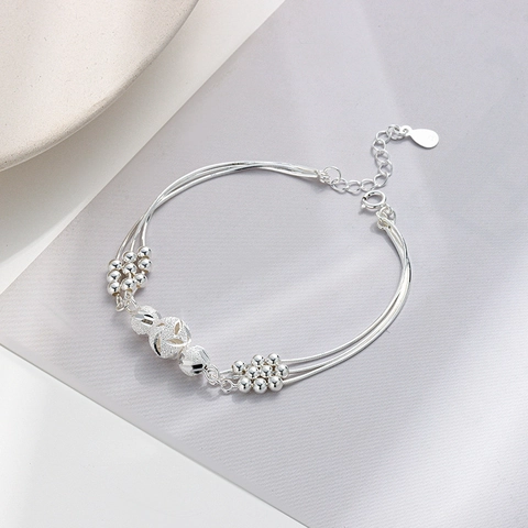 S925 Sterlingsilber Mehrlagiges Rundperlen Armband Für Damen Mode Minimalistische Süße Geschnitzte Matte Kugel Verstellbarer Handschmuck Geschenk
