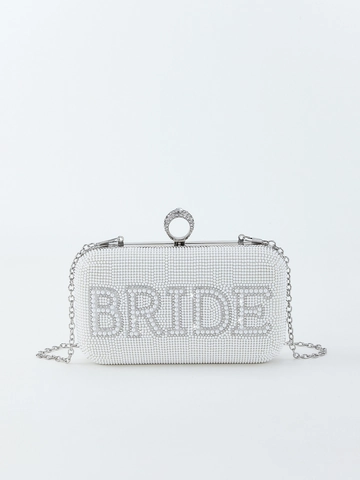 Bolso De Noche Para Novia Con Perlas Artificiales Y Diamantes De Imitación Letras Mrs Bride Para Fiesta Con Cadena Hebilla Anillo