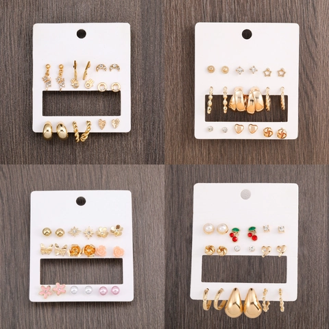 Fashion Alloy Stud Earrings Hoop Earrings Rhinestone Faux Artificial Pearl Geometric Heart Star Moon Butterfly Jewelry Gift For Women