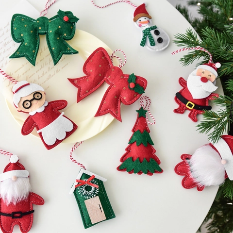 Decorazioni Appese Albero Di Natale Feltro Babbo Natale Pupazzo Di Neve Fiocco Casa Forme Fatto A Mano Festa