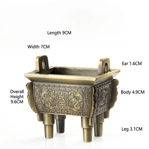 Mini Porta Incenso In Bronzo Antico Treppiede Cinese Ding Rilievo Di Drago Lega Di Zinco Decorazione Da Scrivania