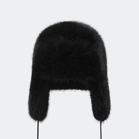 Faux Fur Trapper Hat With Ear Flaps Fluffy Long Plush Winter Warm Windproof Lei Feng Cap For Outdoor Skiing Solid Color