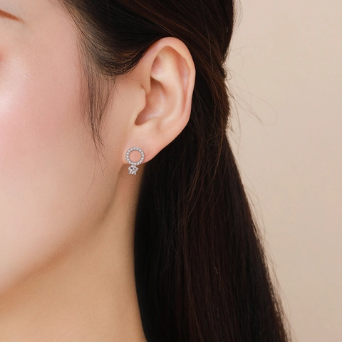 925 Sterlingsilber Zirkonia Ohrstecker Für Damen Koreanisch Minimalistisch Geometrisch Rund Creolen Elegant Luxus Schmuck Geschenk