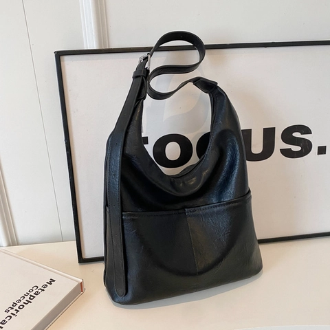 Sac À Épaule Hobo Femme Vintage En Cuir PU Grande Capacité Fourre-Tout Avec Pochette Intérieure Bandoulière