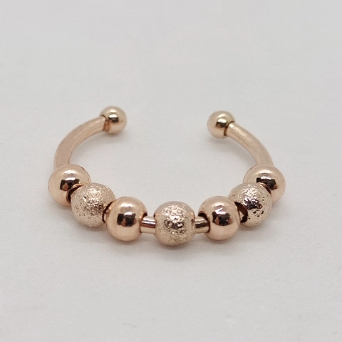 Anxiety Ring Rotatable Beads Fidget Ring Stainless Steel Copper Adjustable Frosted Smooth Jewelry Stress Relief Unisex