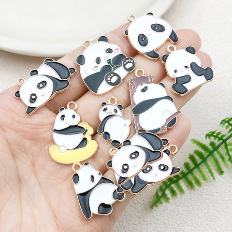 Ciondoli Panda Smalto Lega Zinco Pendenti Animali Assortiti DIY Gioielli Orecchini Portachiavi Stile Cinese Carino