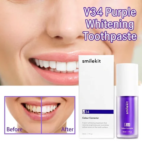 Sérum Correcteur De Couleur Des Dents V34 Dentifrice Blanchissant Violet Pour Éliminer Les Taches Jaunes Soin Buccal