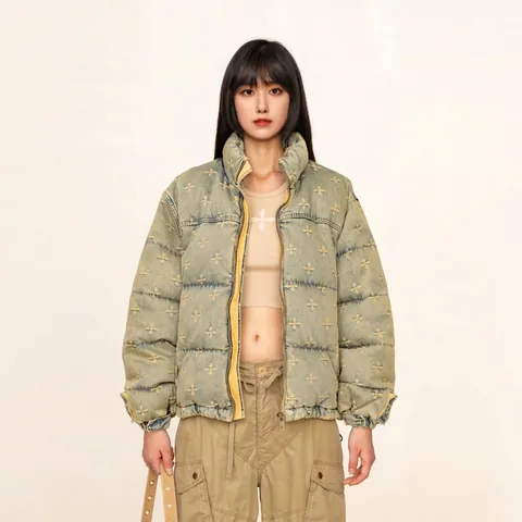 Giacca Imbottita Spessa Da Donna Collo Alto Cappotto Imbottito Caldo Invernale Cerniera Streetwear