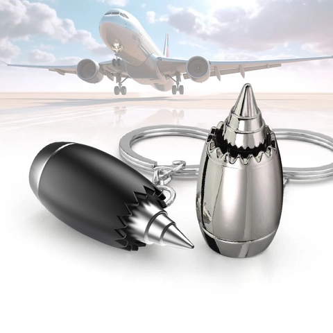 Vliegtuigmotor Turbine Sleutelhanger Metaal Vliegtuigmodel Hanger Zinklegering Luchtvaart Souvenir Cadeau