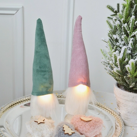 Adornos De Gnomos De Navidad LED Tomte Sueco Luminoso Tela De Punto Peluche Barba Larga Para Decoración De Mesa Ventana Árbol