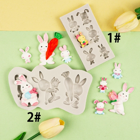 3D Rabbit Bunny Silicone Mold For Jelly Pudding Mousse Cake Decoration DIY Handmade Resin Clay Crafting Cartoon Cute