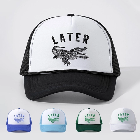 Cappello Trucker Divertente Alligator Later Stampa Rete Traspirante Baseball Vintage Regolabile Protezione Solare Outdoor