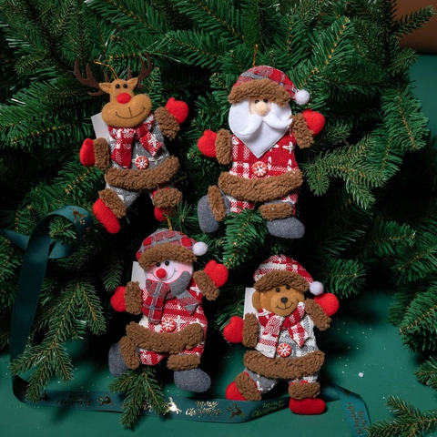 Addobbi Natalizi In Peluche Bambole Appese Babbo Natale Pupazzo Di Neve Renna Orso Tessuto Stile Nordico Decorazioni Per Alberi