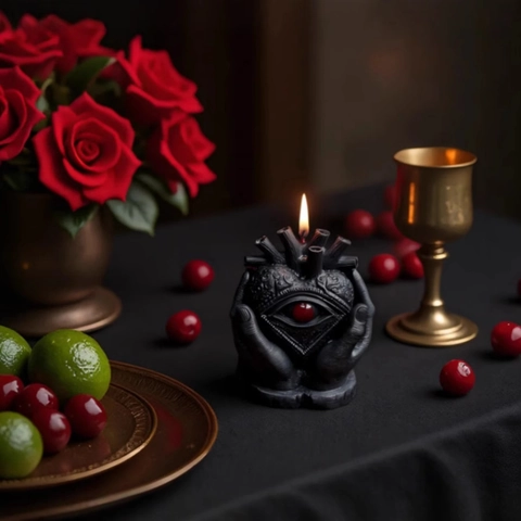 Mysterious Eye Heart Silicone Candle Mold 3D Gothic Hands Design DIY Craft Tool For Resin Soap Making Halloween Decor