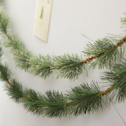 Ghirlanda Natalizia Artificiale Aghi Di Pino In PVC Verde Denso Rattan Lungo Flessibile DIY Styling Decorazioni Festive Casa