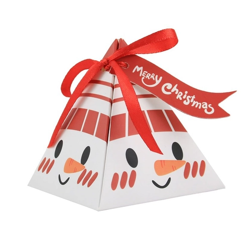 Kerst Snoepdoosjes Driehoekige Papieren Geschenkverpakking Met Lint Labels Cartoon Kerstman Patronen Feest
