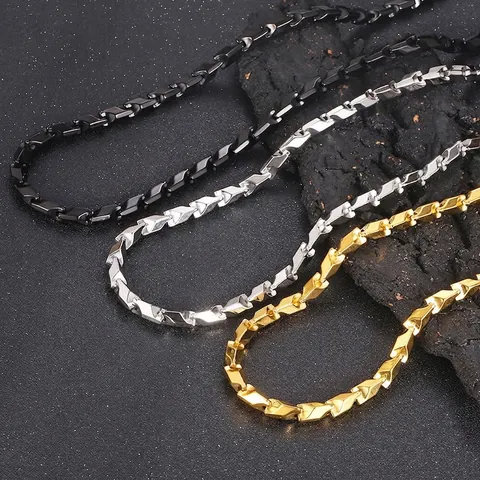 Collar De Cadena Con Prismas Geométricos Acero Inoxidable Estilo Punk Street Joyas De Moda Para Hombre