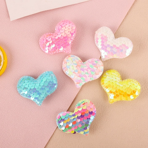 Sequin Heart Hair Clip And Headband Fabric Sparkling Sweet Hair Accessories For Kids Girls Party Princess Style