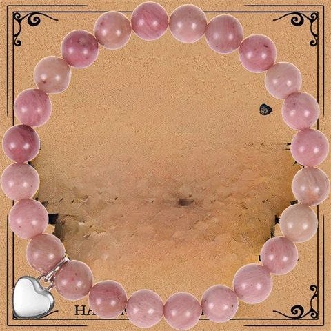 Pulsera De Cuentas De Piedra Natural Con Colgante De Corazón Joyería Curativa Elástica Regalo Mujer Tarjeta Inspiración
