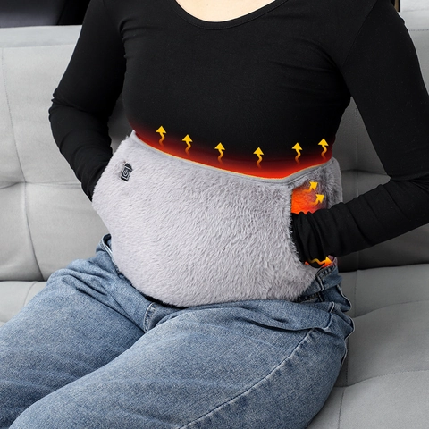 USB Electric Heating Waist Belt Crystal Velvet Menstrual Heat Pad Three Temperature Levels Hand Warmer For Winter Washable