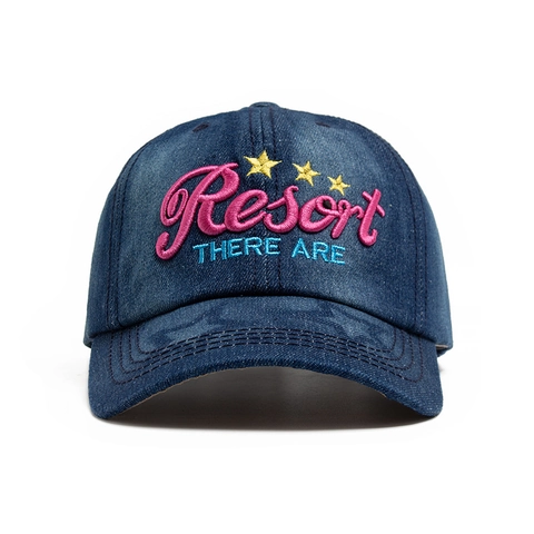 Cappellino Da Baseball In Denim Lavato Cotone Ricamato Lettere Resort Stelle Retro Cappello Parasole Regolabile