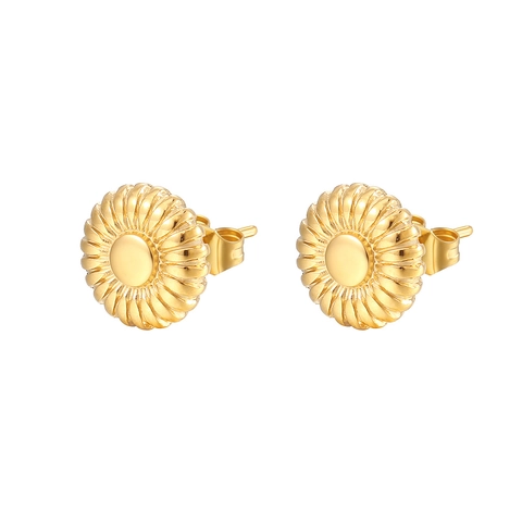 Flower Petal Stud Earrings Titanium Stainless Steel Vintage Minimalist Sun Pattern Jewelry For Women