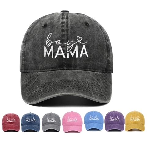 Baseballkappe Aus Gewaschener Baumwolle Boy MAMA Stickerei Vintage Verstellbare Sonnenhut Outdoor Sportmütze Damen