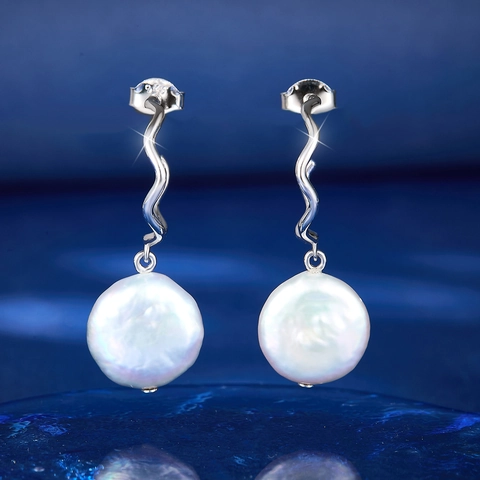 925 Sterlingsilber C-Form Wellige Metall Ohrringe Mit Barock Künstliche Perle Elegante Schmuck Für Damen Mode Accessoires