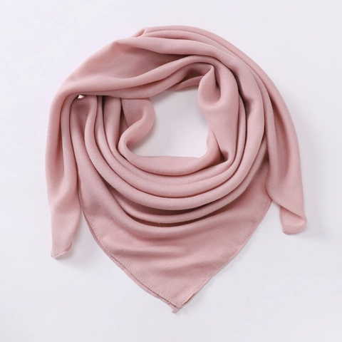 Women Solid Color Faux Cotton Linen Square Scarf Vintage Satin Soft Breathable Hijab Bandana For Daily Travel Accessory
