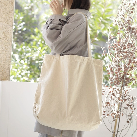 Large Capacity Canvas Tote Bag Vintage Washed Distressed Minimalist Shoulder Handbag Casual For Women