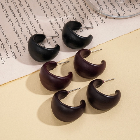 Acryl C-Förmige Creolen Mit 925 Sterling Silber Ohrstecker Matte Retro Geometrische Mode Schmuck Für Frauen