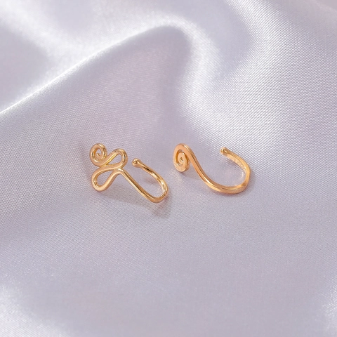 Punk Copper U-Shaped Nose Ring Non-Pierced Spiral Clip-On Nose Cuff Rhinestone Vintage Fashion Body Jewelry For Women