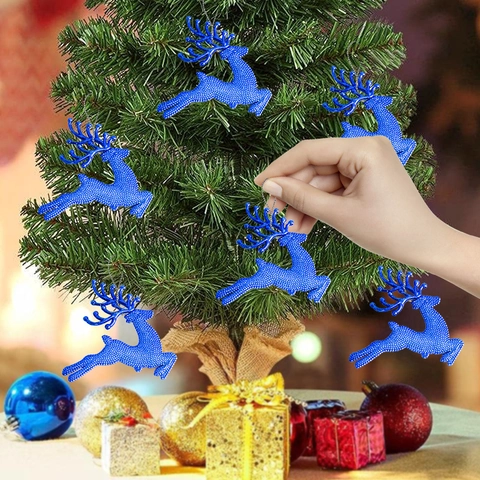 Ornamenti Appesi Per Albero Di Natale Renna Glitterata Plastica Alce Cervo Decorazioni Per Feste