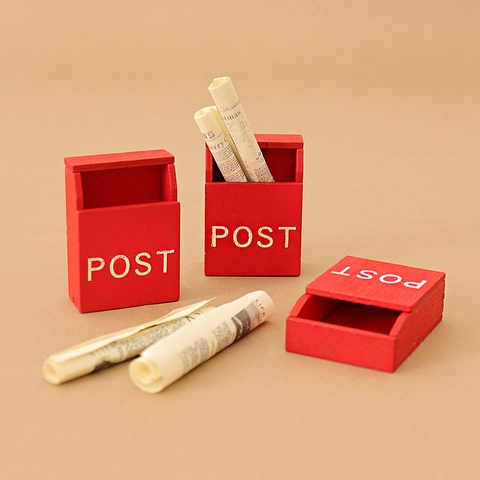 Cassetta Postale In Miniatura In Legno Rosso Piccolo Modello Di Cassetta Per Casa Delle Bambole Micro Paesaggio Natale DIY Accessori
