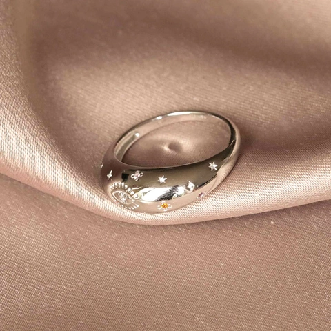 Fashion Brass Ring Star Moon Evil Eye Design Micro Pave Zirconia Finger Ring Trendy Unisex Hand Jewelry Accessories