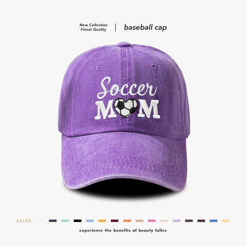 Casquette De Baseball Soccer Mom Coton Lavé Brodé Coeur Ballon De Foot Vintage Chapeau Réglable Femmes
