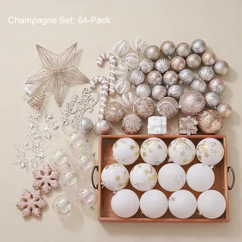 Ornements De Sapin De Noël Assortiment Plastique Mousse Bois Étoile Cime D'arbre Boules Flocons De Neige Décor De Maison