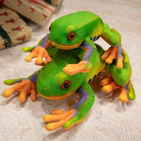 Realistisches Rotaugenlaubfrosch Plüschtier Grünes Tier Kuscheliges Kissen Hausdekoration Geschenk Für Kinder Erwachsene
