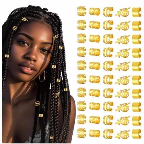 Dreadlock Rings Hair Jewelry Braid Accessories Metal Hollow Cuffs Gold Silver Multi Style Decorative DIY Hair Styling Tools Women