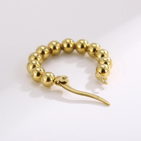 Pendientes De Aro Con Cuentas De Acero Inoxidable Para Mujer Diseño De Nicho De Moda Francesa Geométrico Redondo Joyería