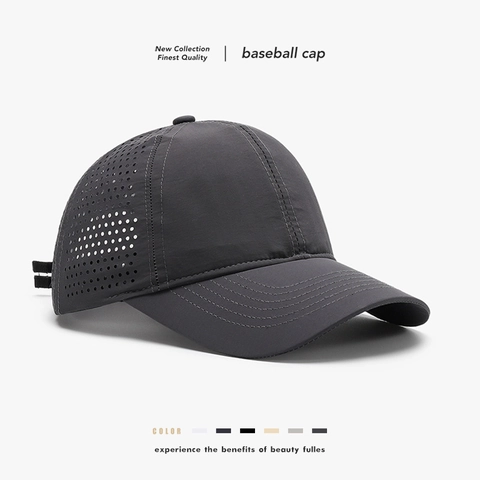 Breathable Baseball Cap Polyester Laser Cut Mesh Sun Protection Outdoor Sport Hat For Men Women Adjustable