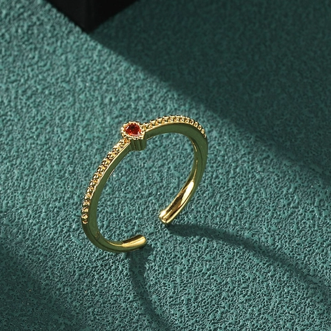 Exquisite Copper 18K Gold Plated Teardrop Zirconia Open Ring Minimalist Adjustable Bead Texture Hand Jewelry For Women