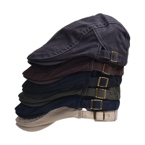 Gorra Plana Vintage De Algodón Hebilla De Metal Ajustable Sombrero Newsboy Retro Británico Para Hombre Mujer Transpirable