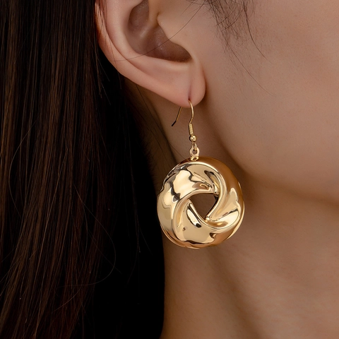 Orecchini Pendenti a Cerchio Intrecciati da Donna Eleganti in Lega di Ferro Oro Argento Orecchini Rotondi Geometrici Gioielli