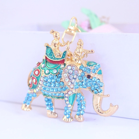 Portachiavi Elefante Con Strass Lega Di Zinco Smalto Pendente Animale Accessorio Per Borsa Placcato Oro Colorato Per Donna