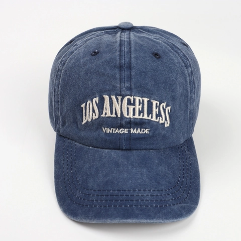 Casquette De Baseball En Coton Lavé Vintage Distressed Los Angeles Broderie Boucle Métal Réglable Chapeau Soleil