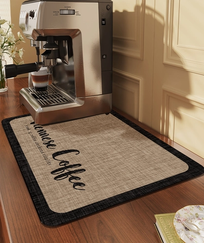 Kaffeemaschinenmatte Absaugfähig Rutschfest Gummiboden Für Küchentheke Bar Geschirrtrocknung Hitzebeständig PVC Vintage Stil